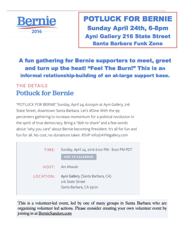 Potluck and Housing for Sanders Campaign